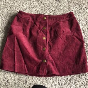 Maroon button up skirt